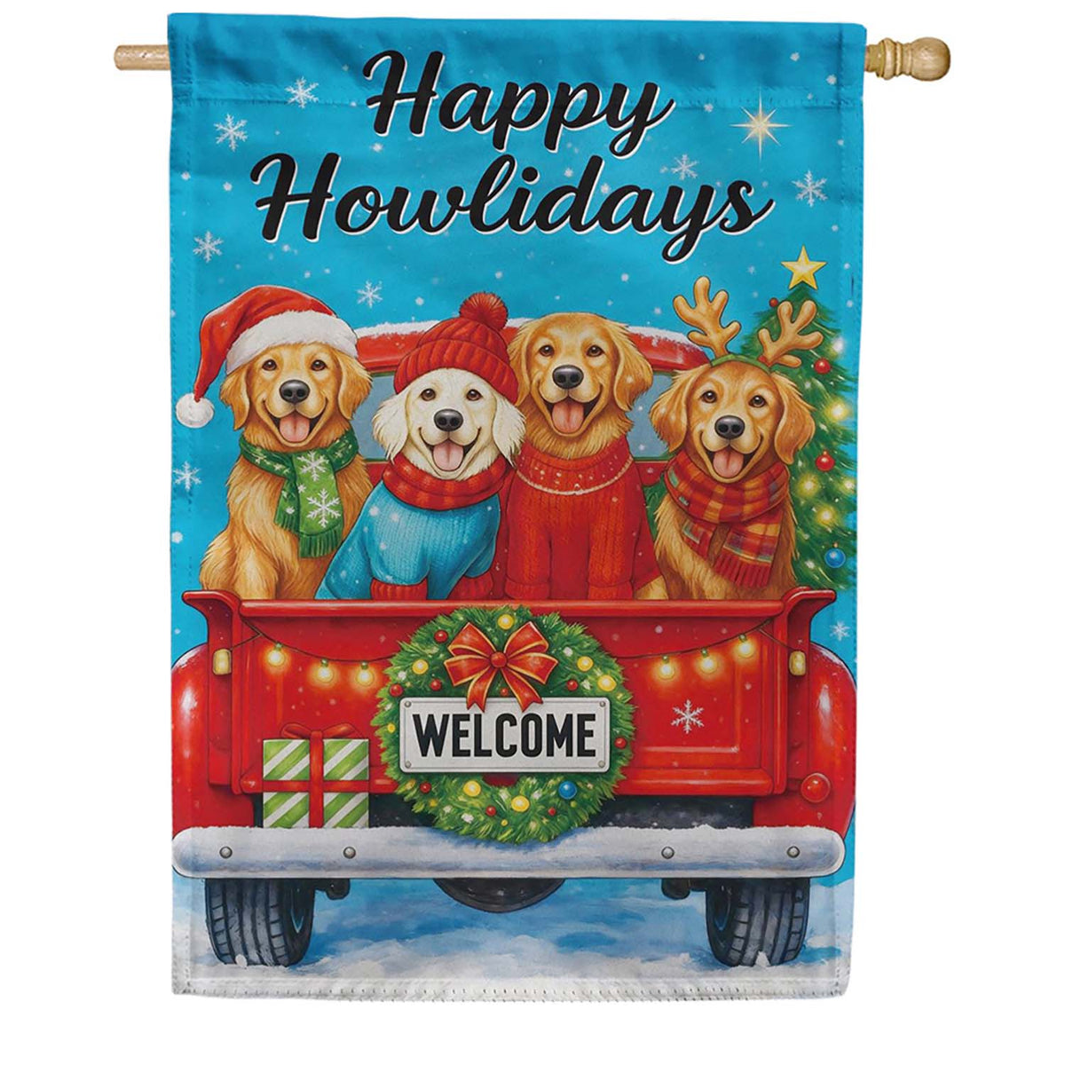 Evergreen Happy Howlidays Suede 2-Sided House Flag