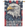 Evergreen Suede 2-Sided House Flag - God Bless America Eagle