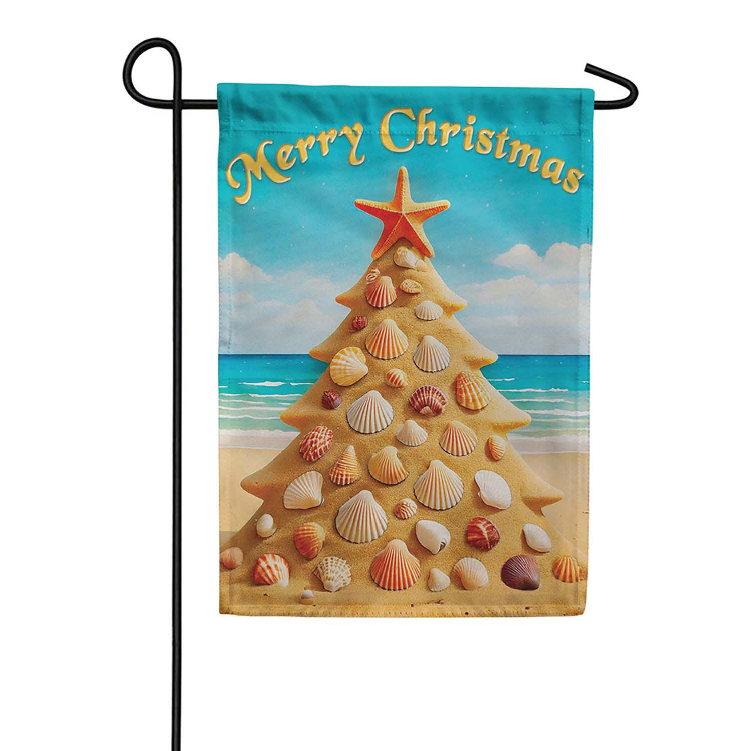 Evergreen Sand Seashell Tree Suede 2-Sided Garden Flag