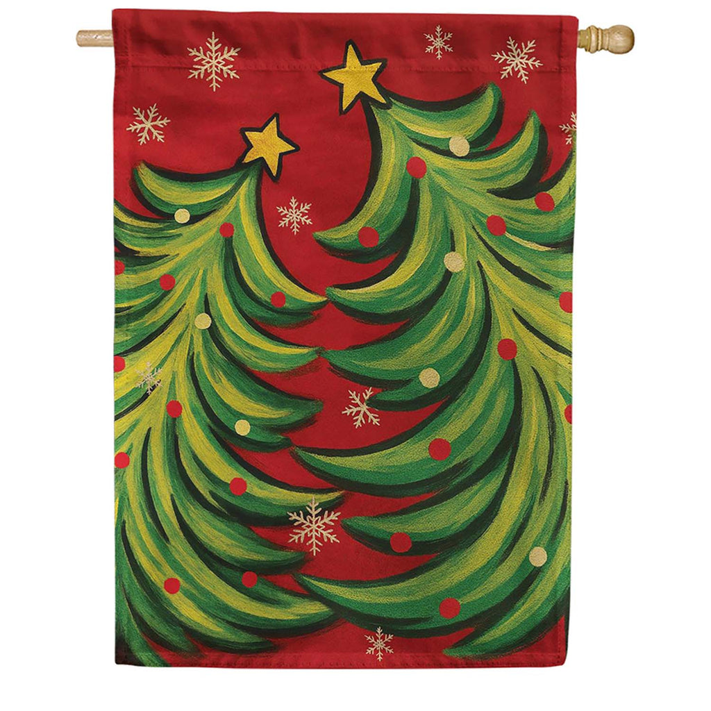 Evergreen Twin Christmas Tree Suede 2-Sided House Flag