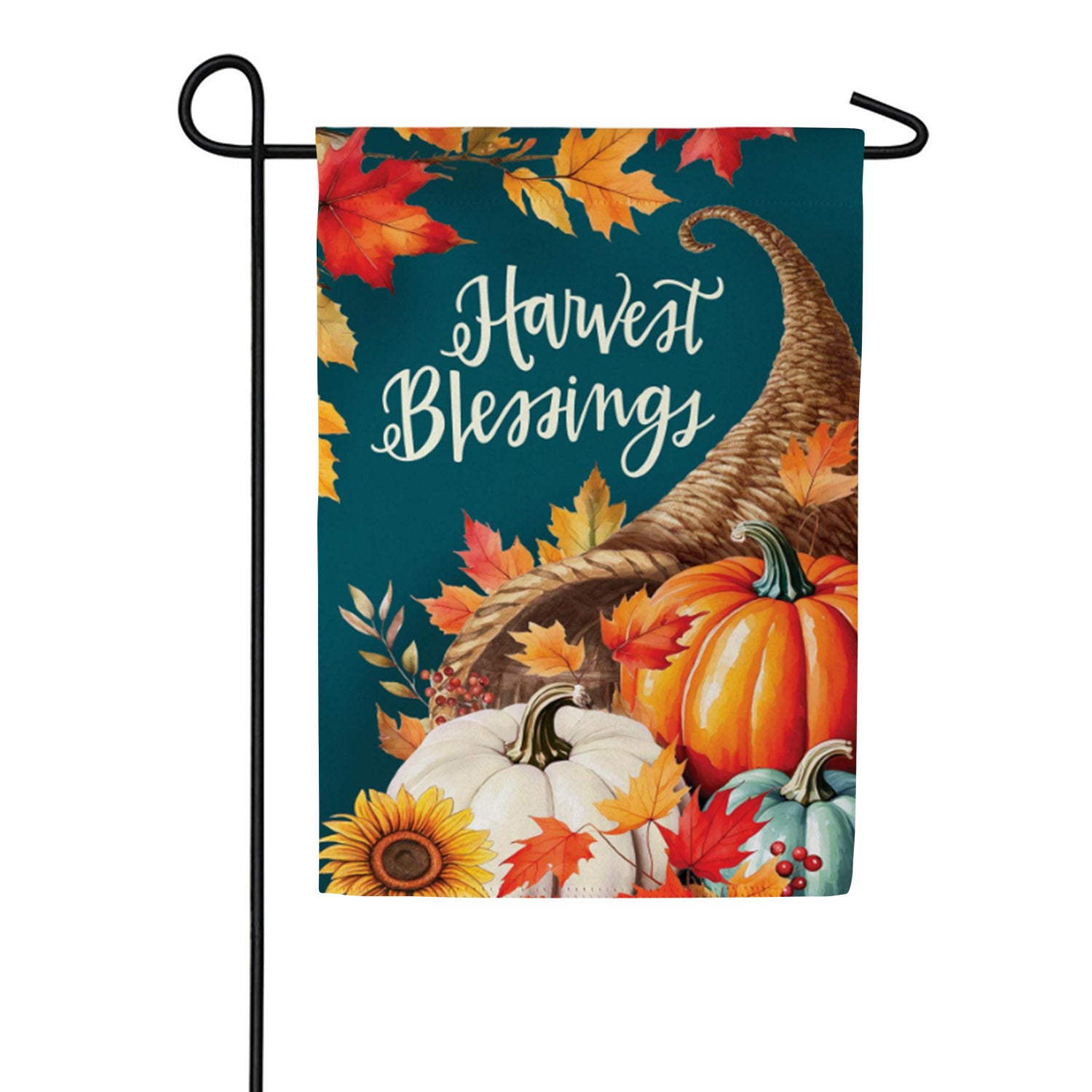 Evergreen Suede Garden Flag - Thanksgiving Harvest Blessings