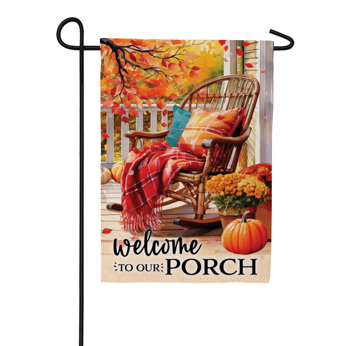Evergreen Suede Garden Flag - Welcome to Our Porch