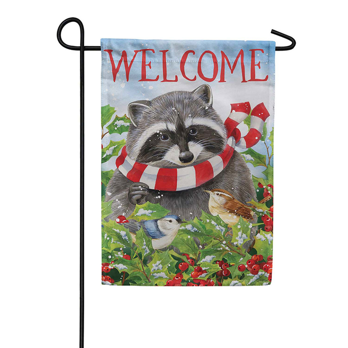 Evergreen Raccoon & Friends Suede 2-Sided Garden Flag