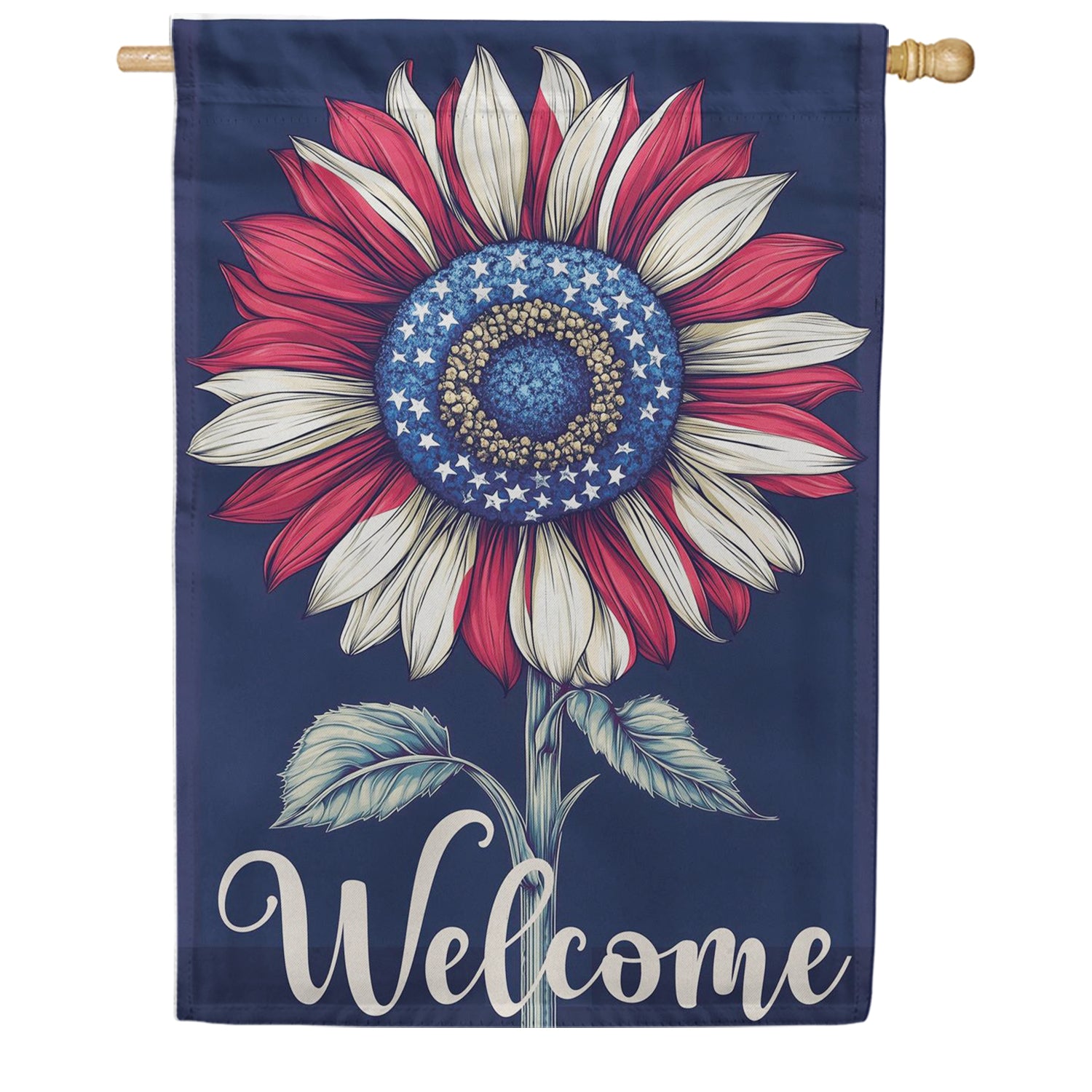 Evergreen Suede 2-Sided House Flag - Patriotic Vibrant Sunflower