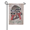 Evergreen Winter Grove Raccoons Suede 2-Sided Garden Flag