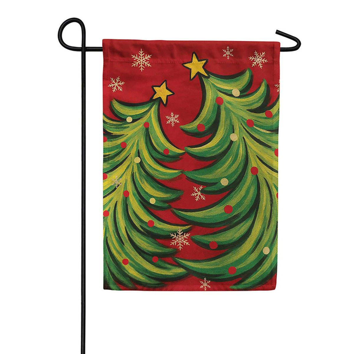 Evergreen Twin Christmas Trees Suede 2-Sided Garden Flag