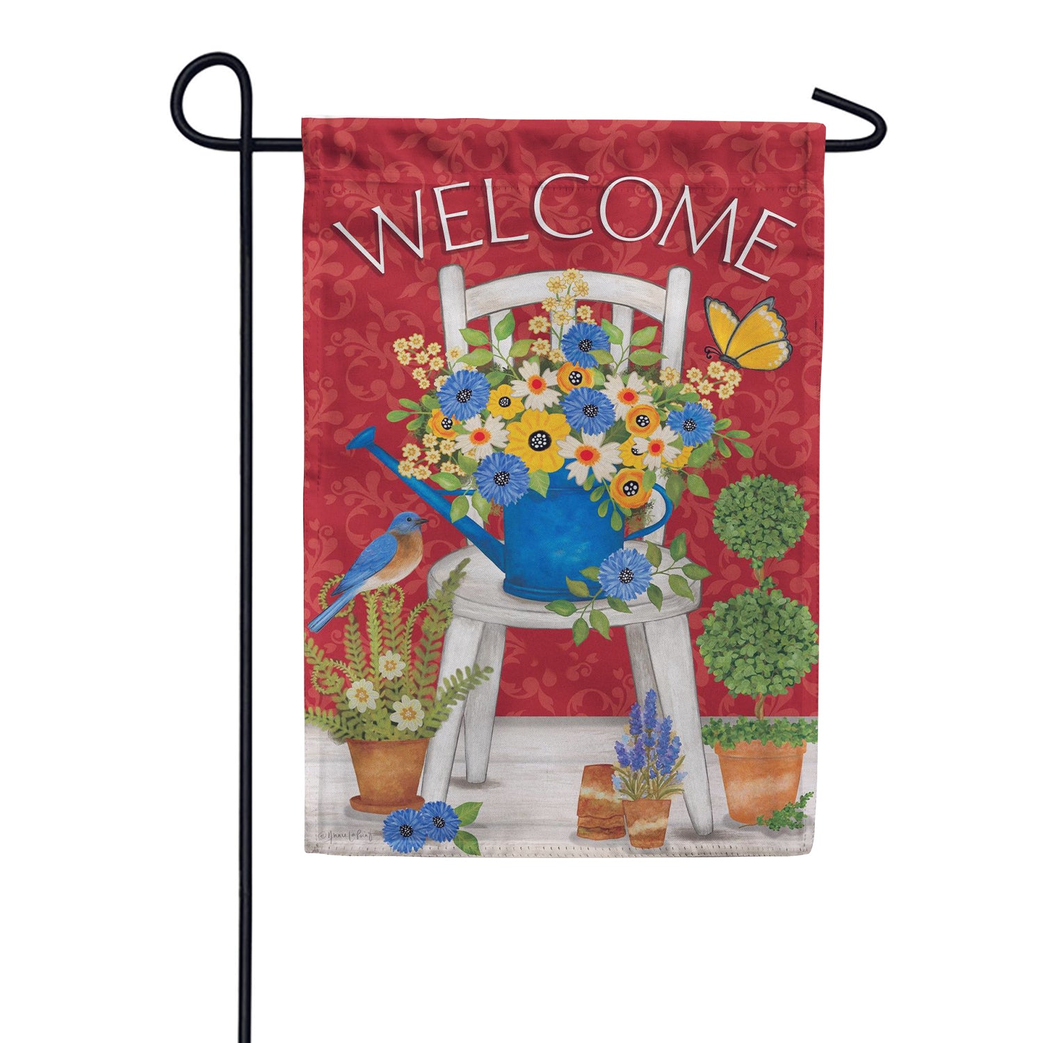 Evergreen Floral Chair Suede 2-Sided Garden Flag