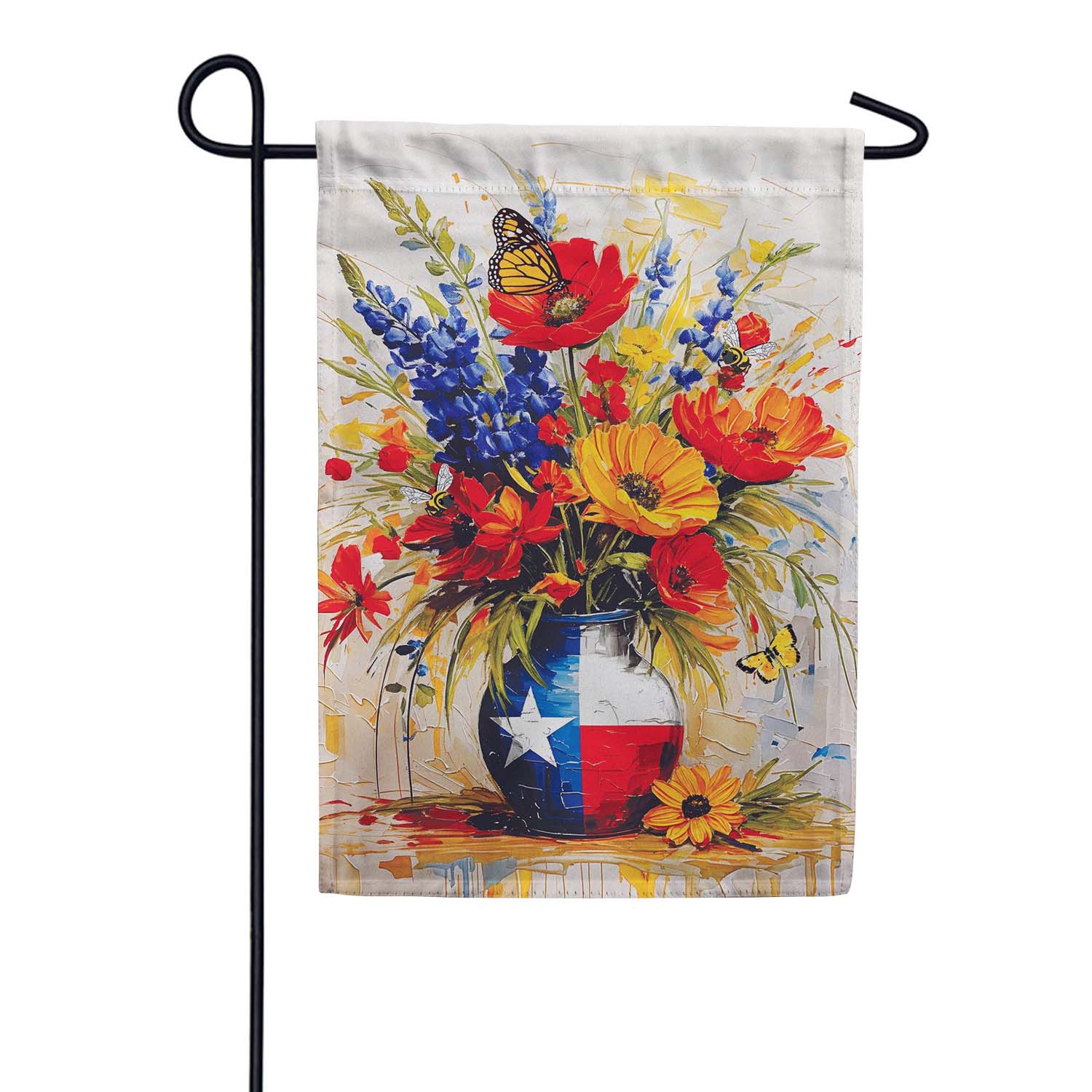 Evergreen Texas Floral Vase Suede 2-Sided Garden Flag