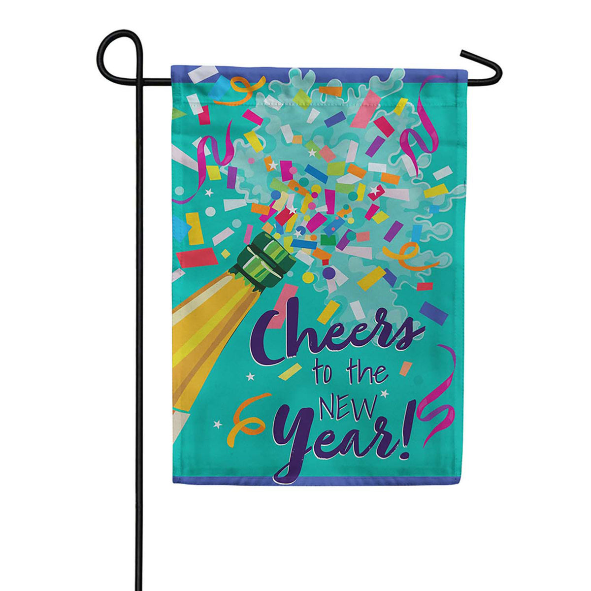 Evergreen Cheers To The New Years Suede 2-Sided Garden Flag