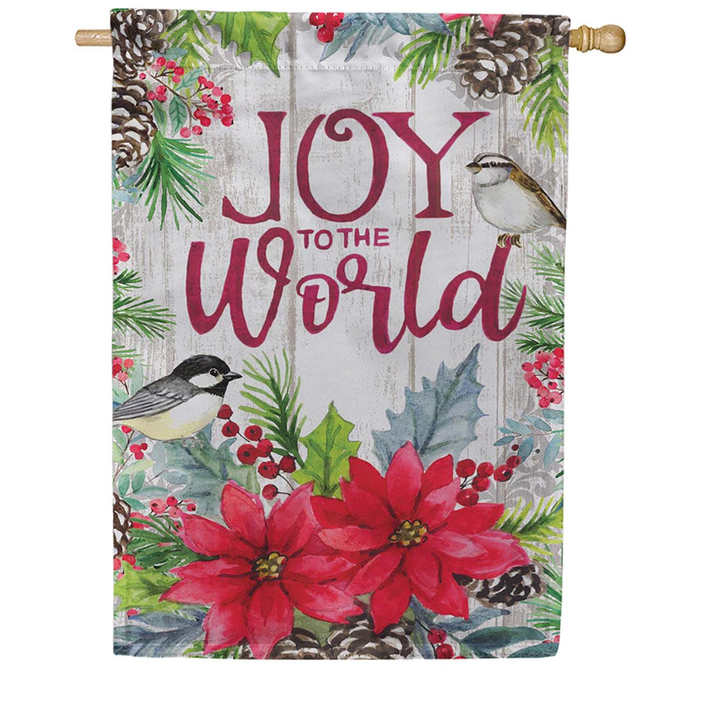 Evergreen Joy To The World Floral Suede 2-Sided House Flag