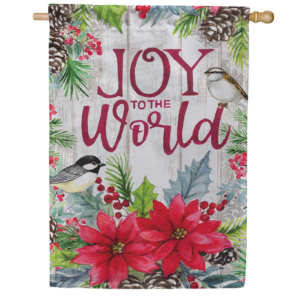 Evergreen Joy To The World Floral Suede 2-Sided House Flag