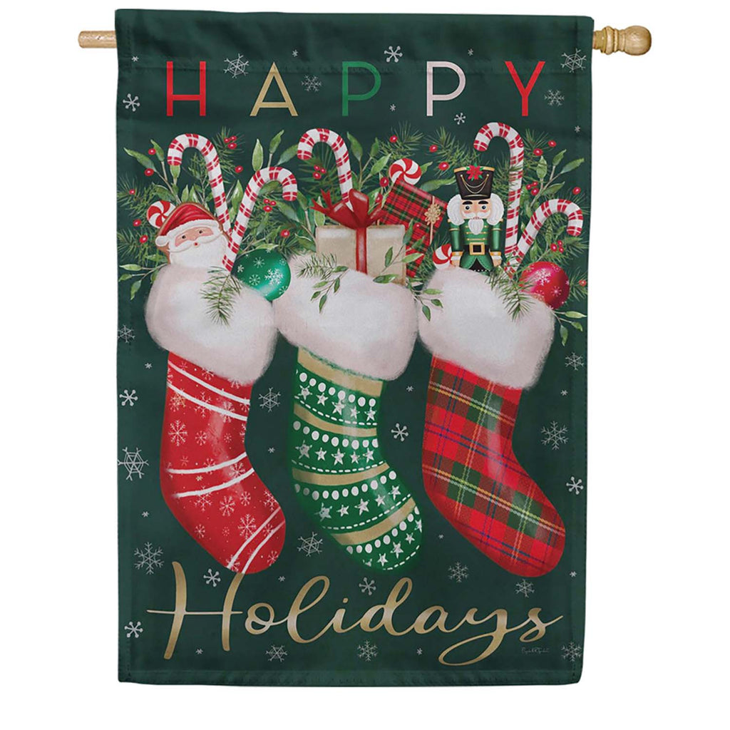 Evergreen Festive Fun Stockings Suede 2-Sided House Flag