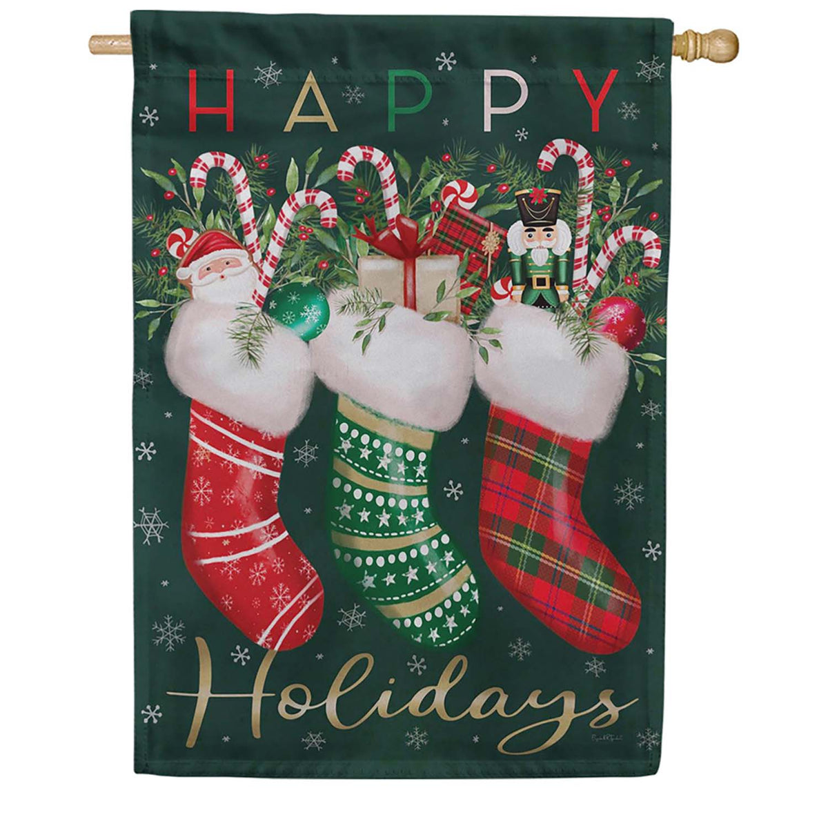 Evergreen Festive Fun Stockings Suede 2-Sided House Flag