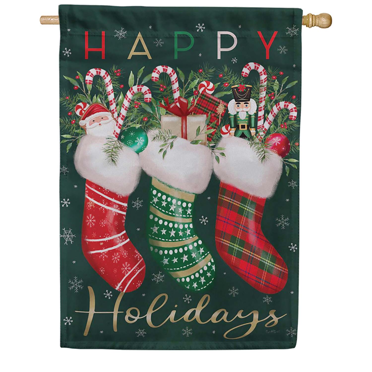 Evergreen Festive Fun Stockings Suede 2-Sided House Flag