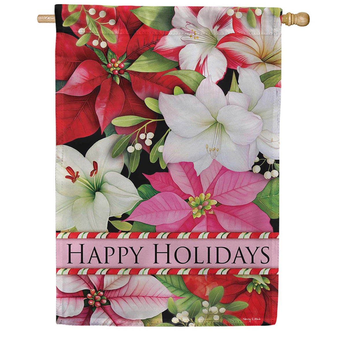 Evergreen Blooming Winter Suede 2-Sided House Flag