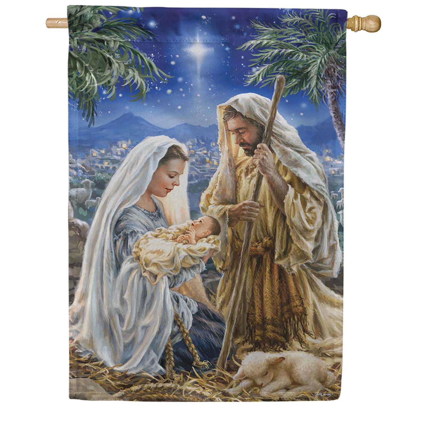 Evergreen Christmas Miracle Suede 2-Sided House Flag