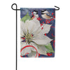 Evergreen Chickadees With Poinsettia Suede 2-Sided Garden Flag