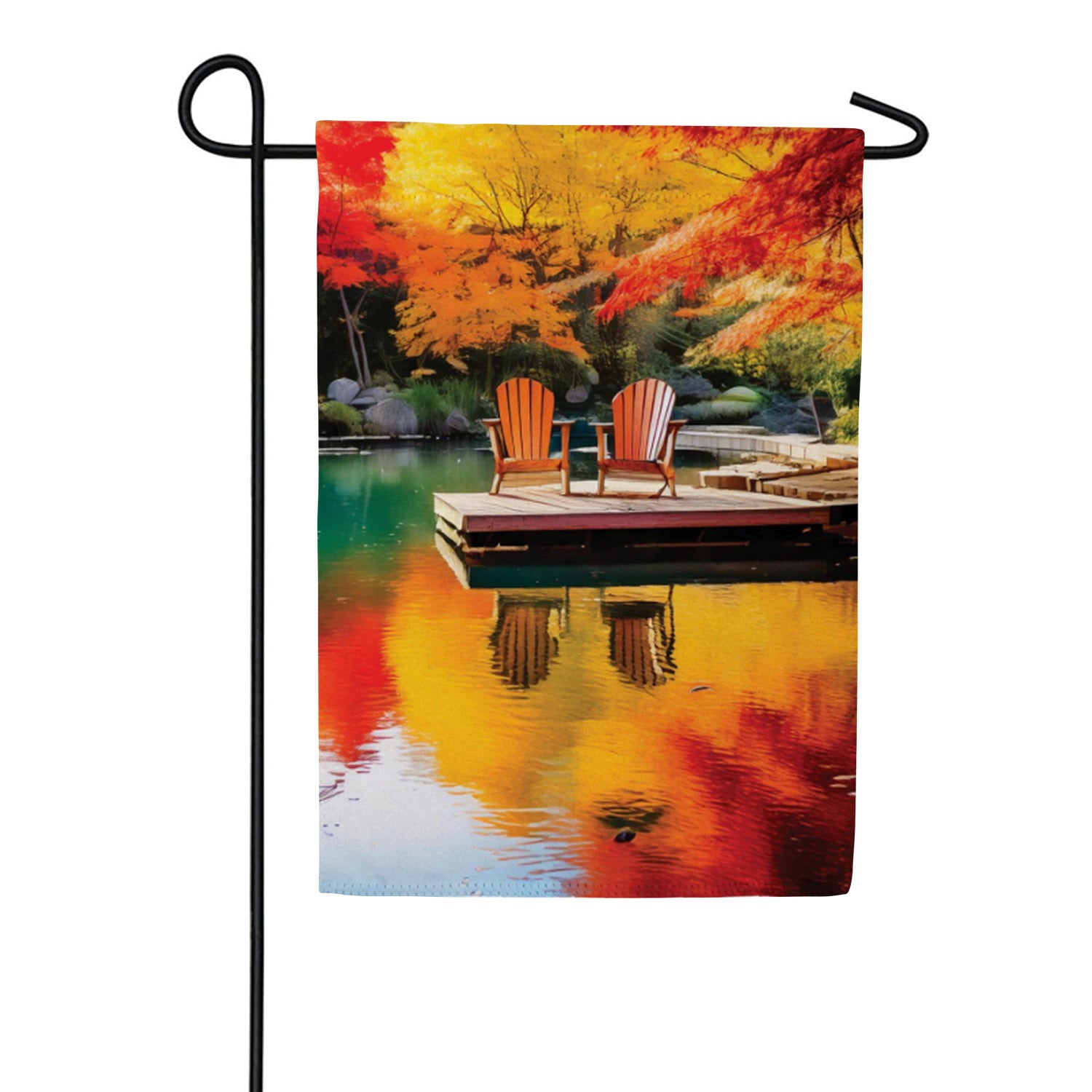Evergreen Suede Garden Flag - Scenic Fall View