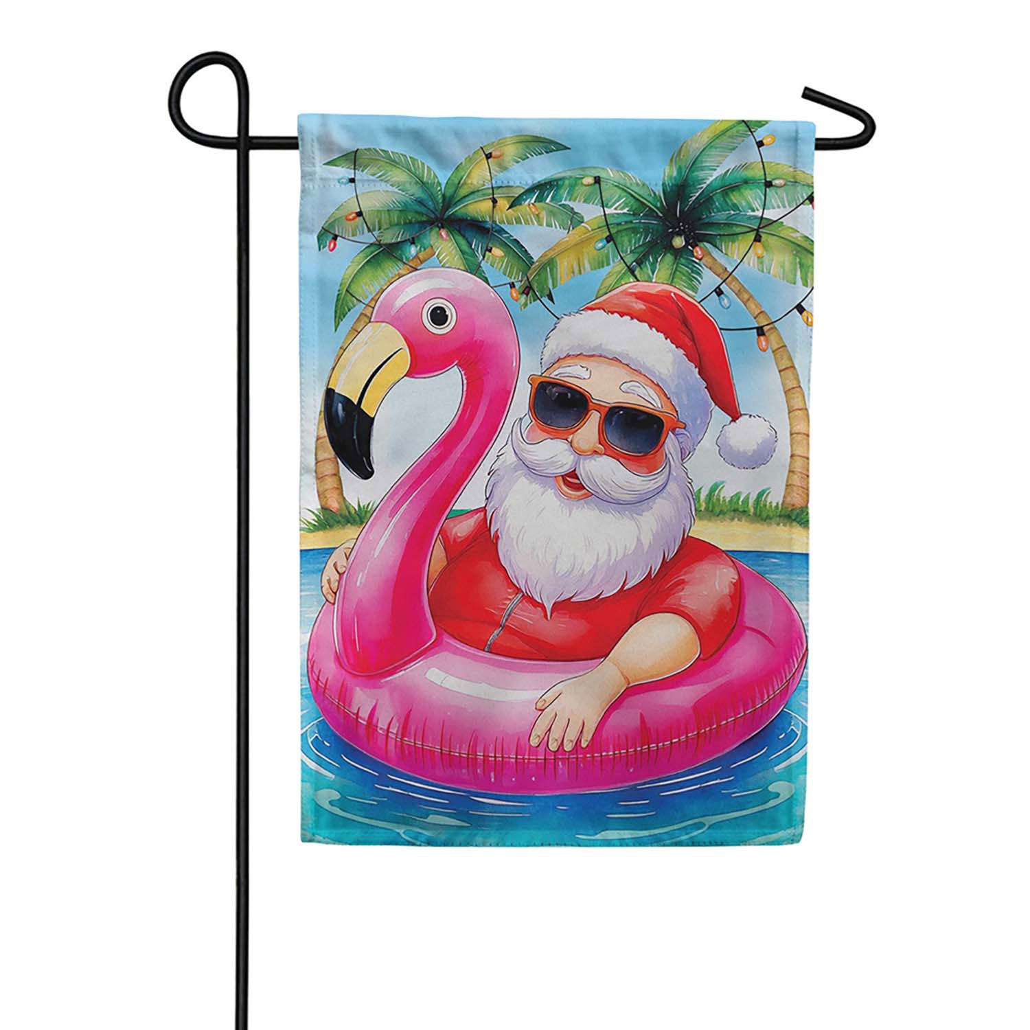Evergreen Santa's Vacation Suede 2-Sided Garden Flag