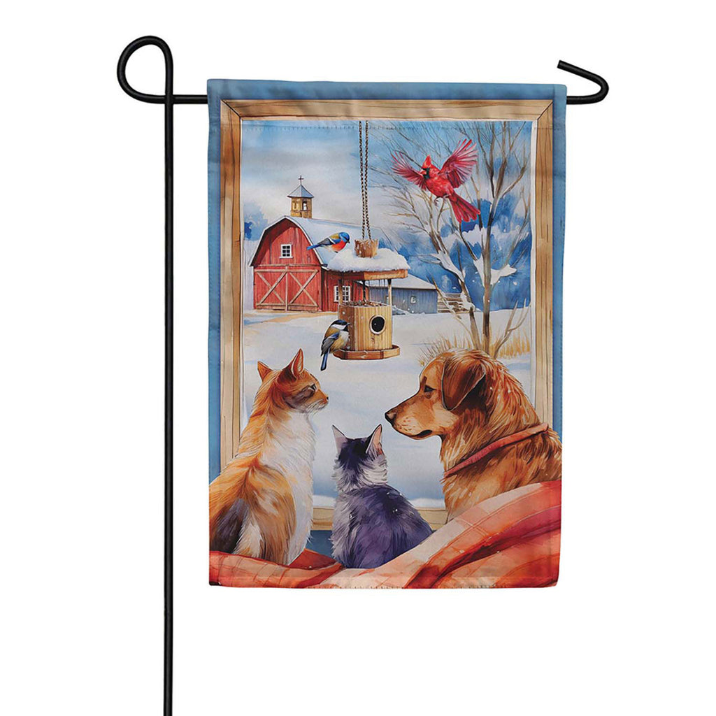 Evergreen Winter Farmhouse Friends Suede 2-Sided Garden Flag