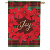 Evergreen Plaid Joy Wreath Suede 2-Sided House Flag