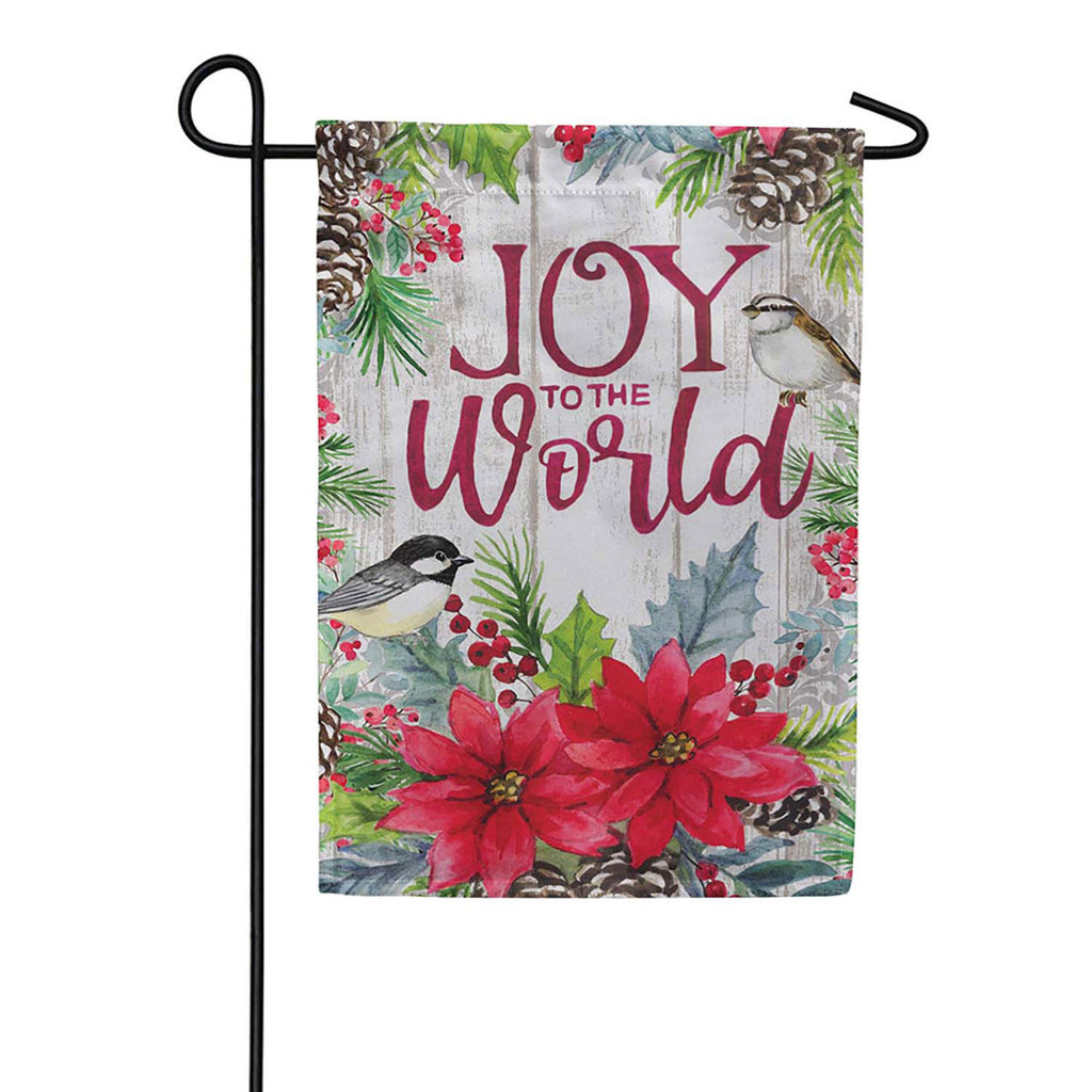 Evergreen Joy To The World Floral Suede 2-Sided Garden Flag