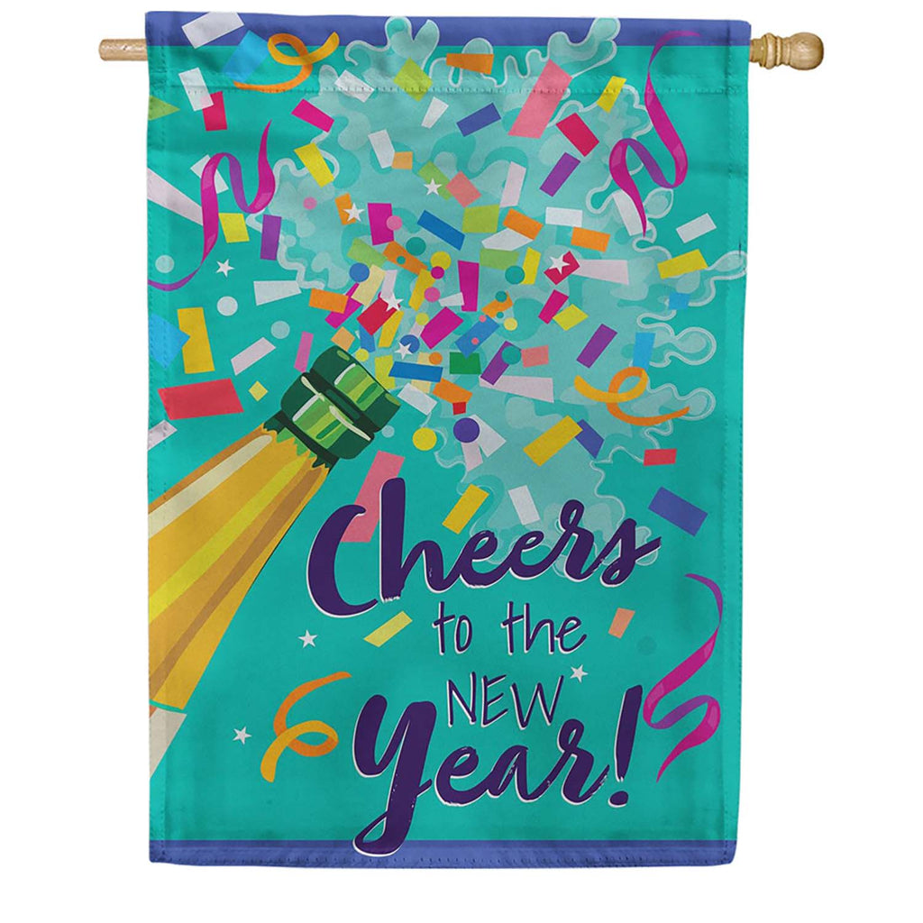 Evergreen Cheers To The New Years Suede 2-Sided House Flag