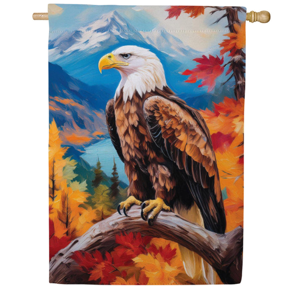 Evergreen Suede House Flag - Regal Fall Eagle