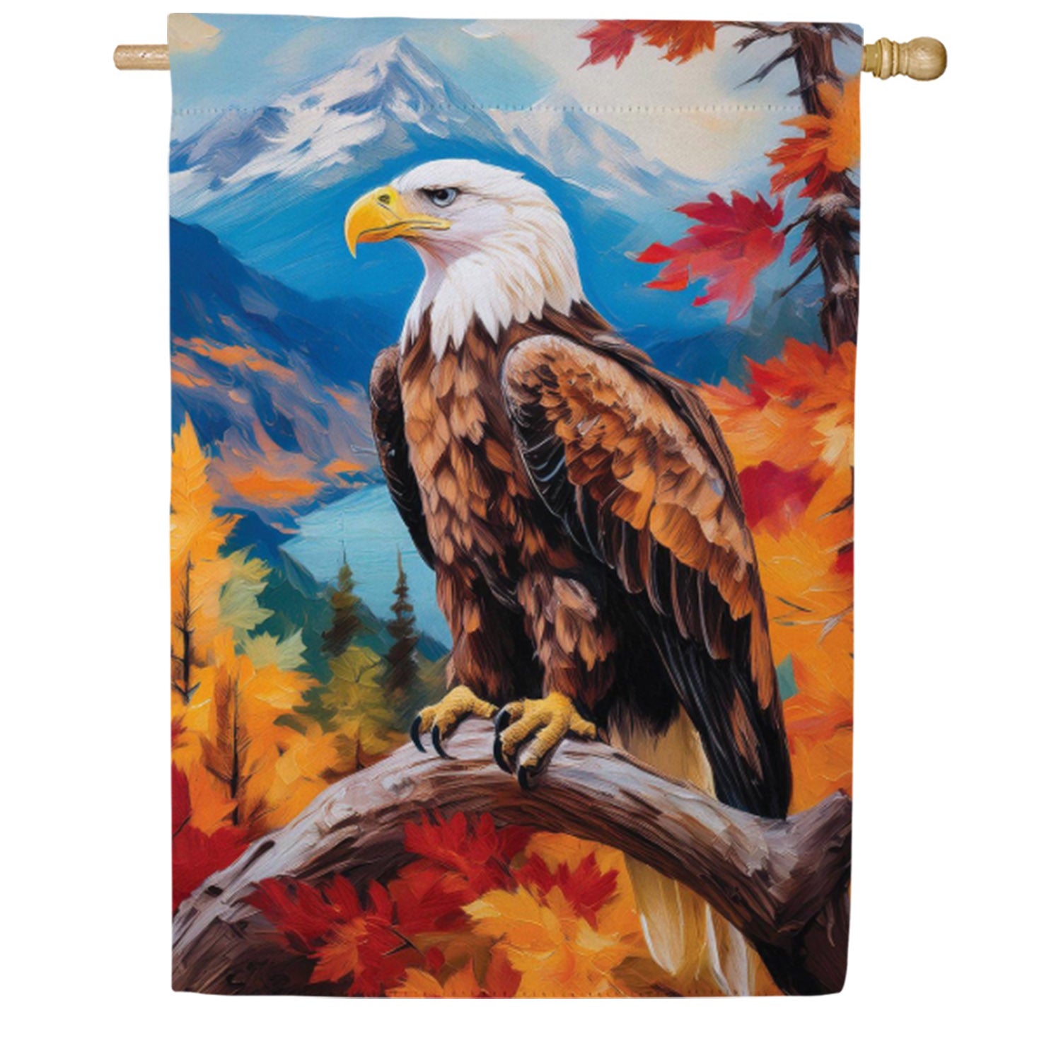 Evergreen Suede House Flag - Regal Fall Eagle