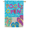 Evergreen Suede 2-Sided House Flag - Pool's Open Flip Flops