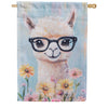 Evergreen Suede 2-Sided House Flag - Floral Llama