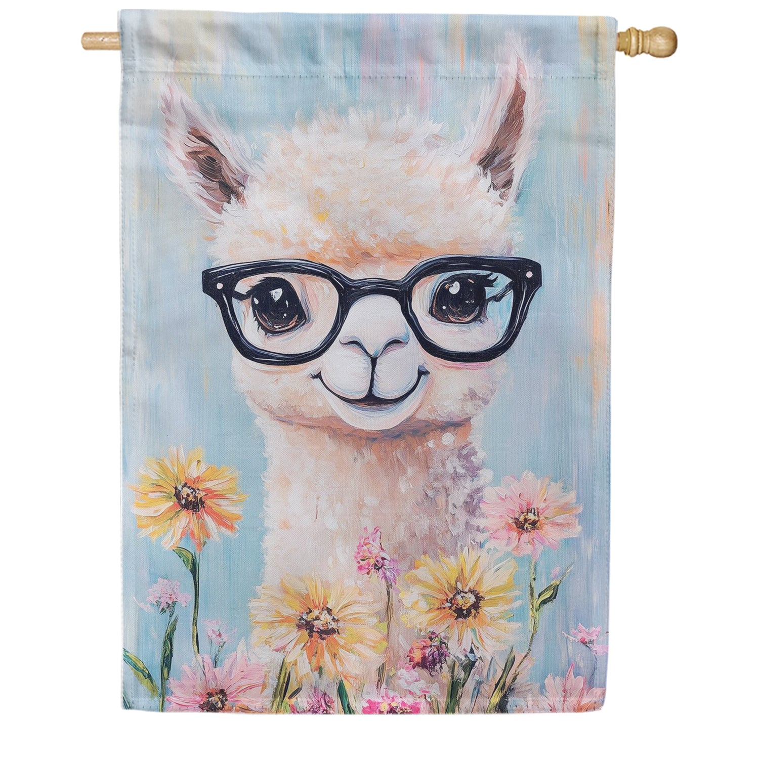 Evergreen Suede 2-Sided House Flag - Floral Llama