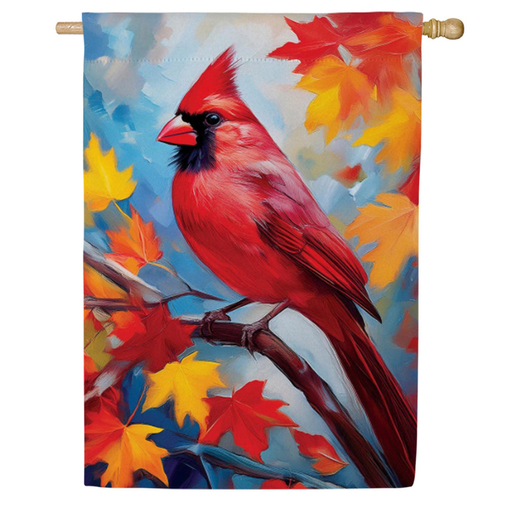 Evergreen Suede House Flag - Colorful Cardinal