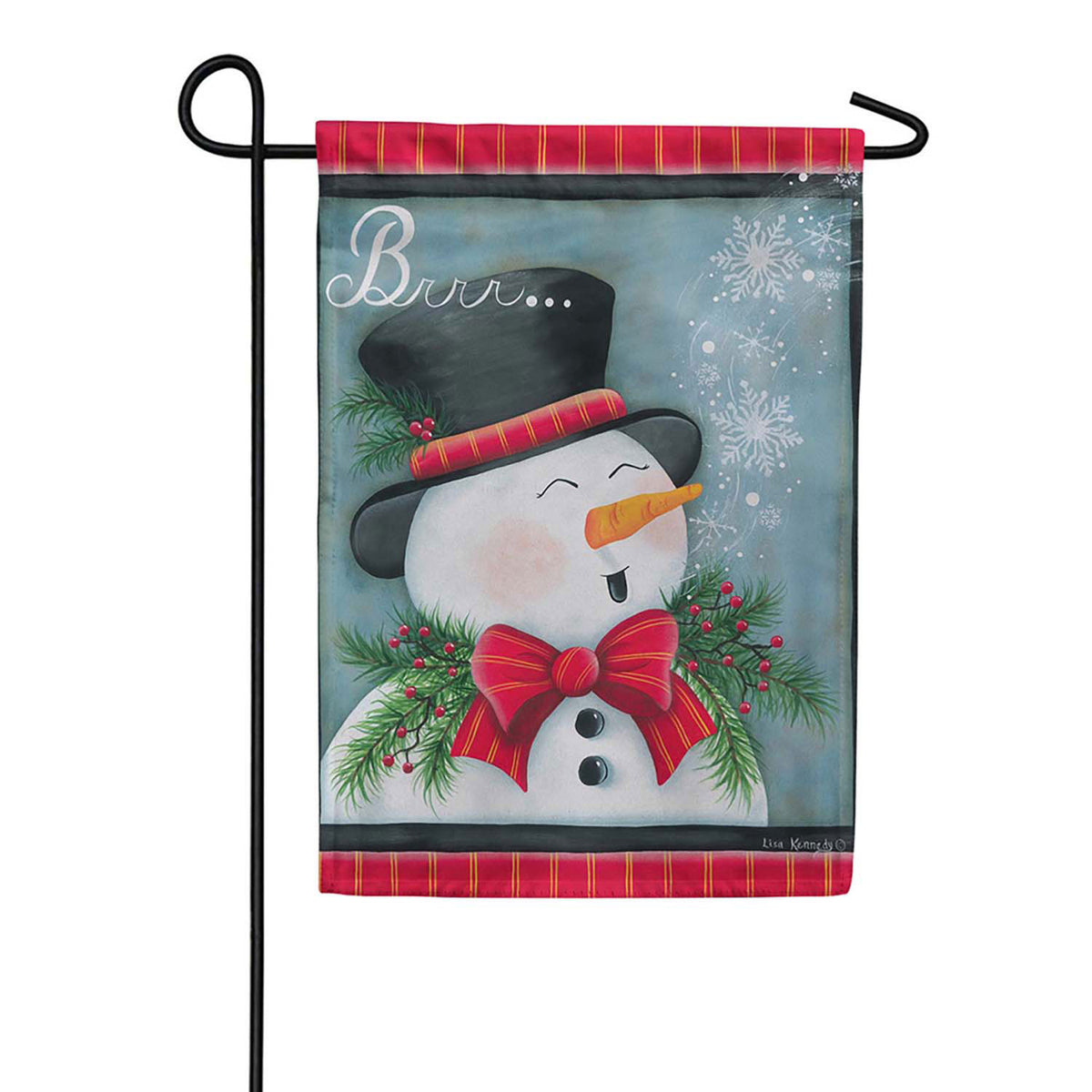 Evergreen Chilly Snowman Suede 2-Sided Garden Flag