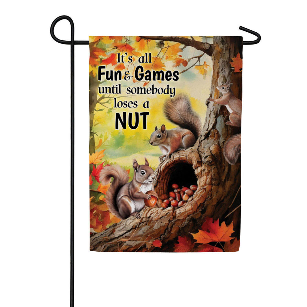 Evergreen Suede Garden Flag - Squirrel Fun & Games