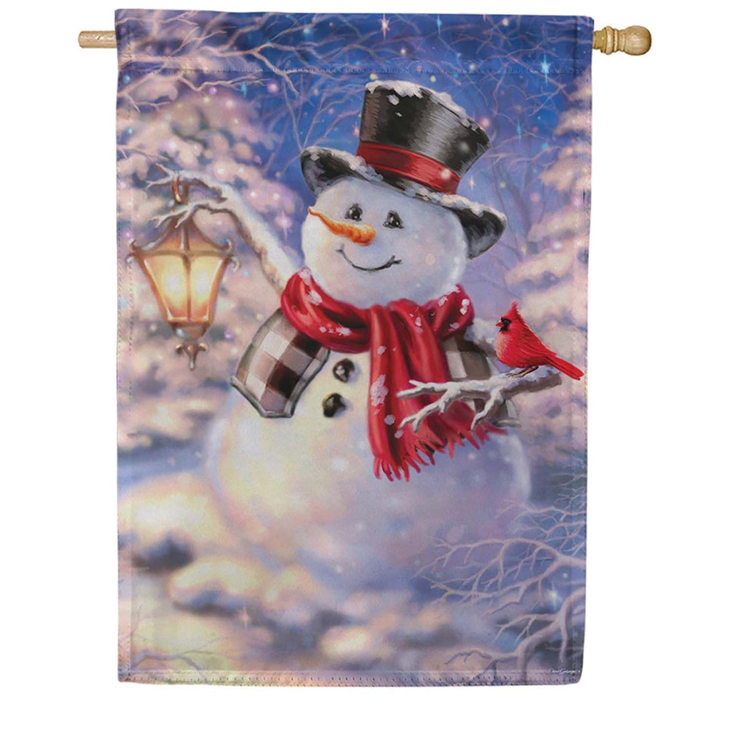 Evergreen Snowman Magic Suede 2-Sided House Flag 