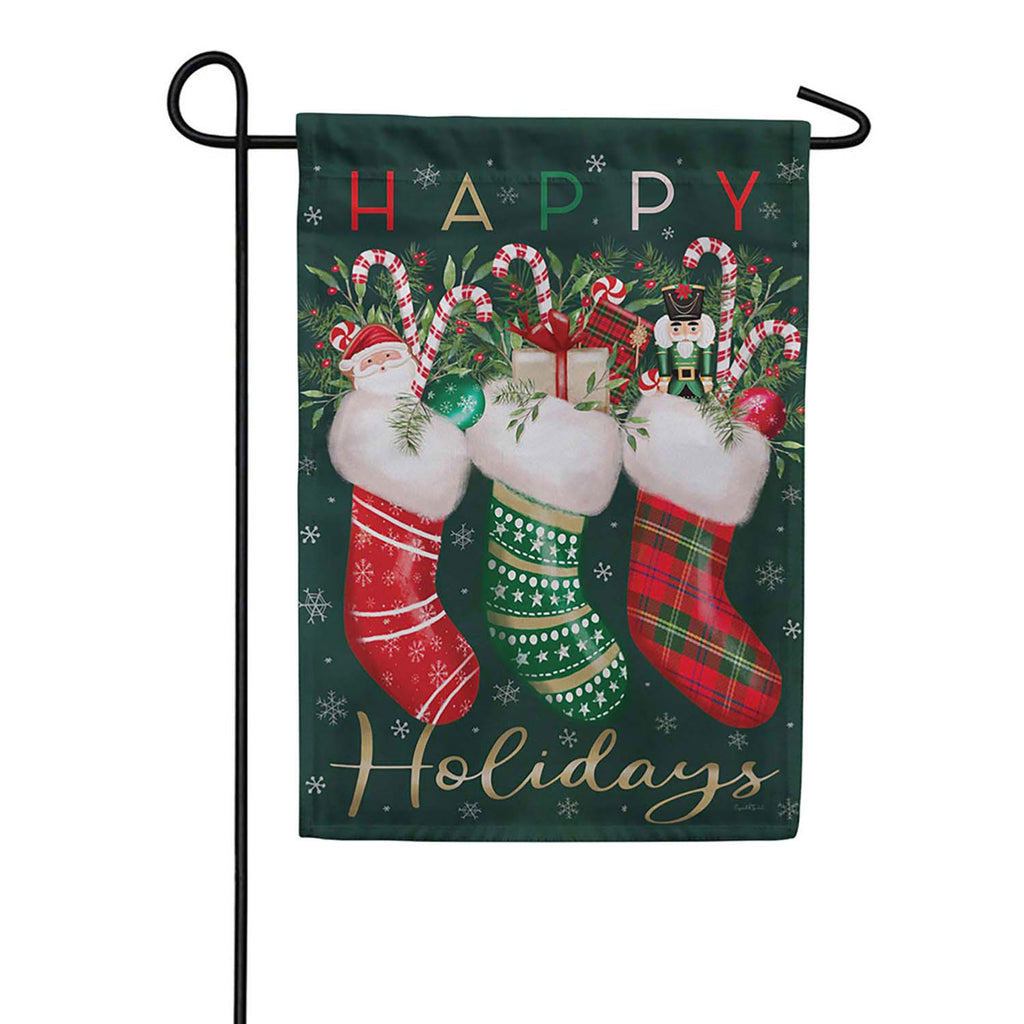 Evergreen Festive Fun Stockings Suede 2-Sided Garden Flag