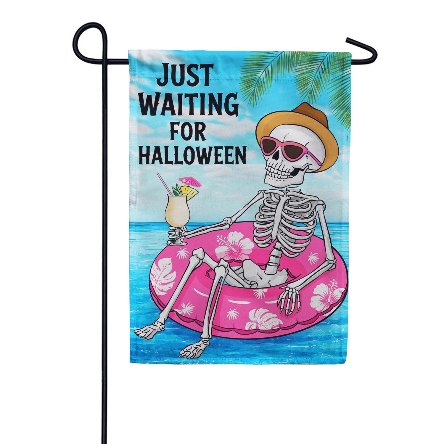 Evergreen Suede 2-Sided Garden Flag - Just Waiting for Halloween