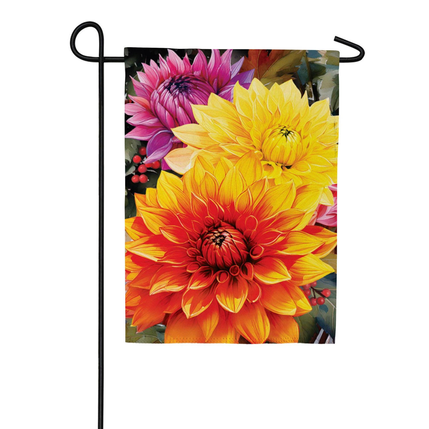 Evergreen Suede 2-Sided Garden Flag - Fall Mums