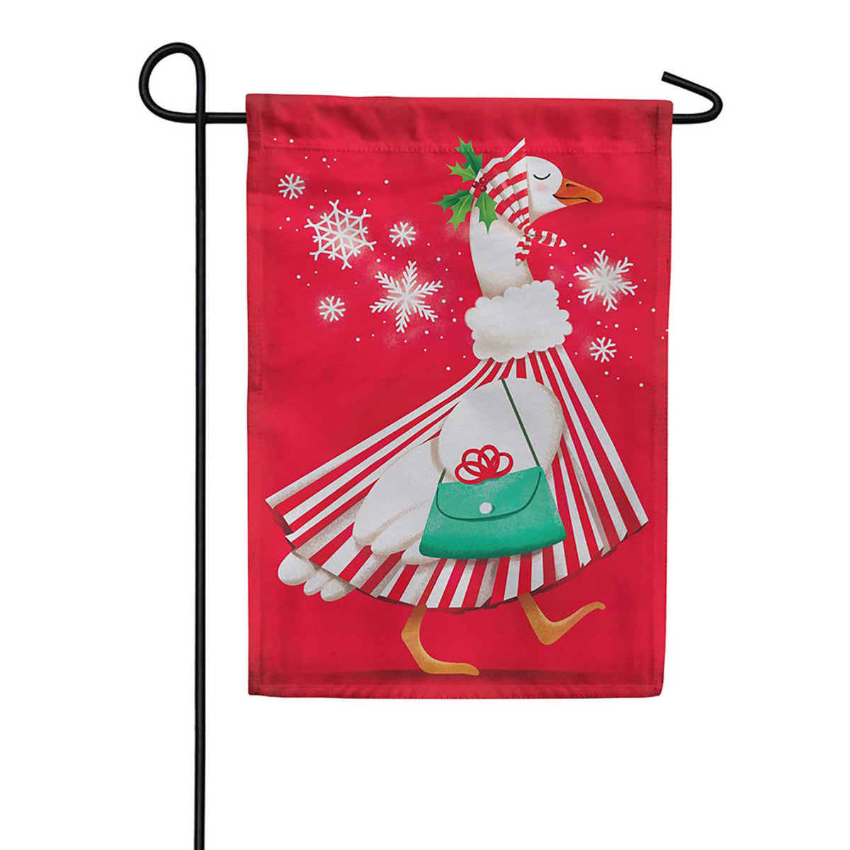 Evergreen Prim Christmas Goose Suede 2-Sided Garden Flag