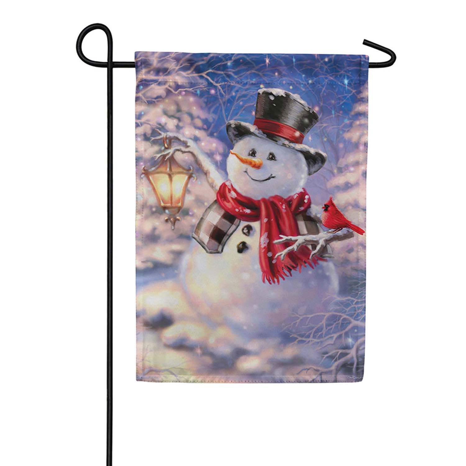 Evergreen Snowman Magic Suede 2-Sided Garden Flag