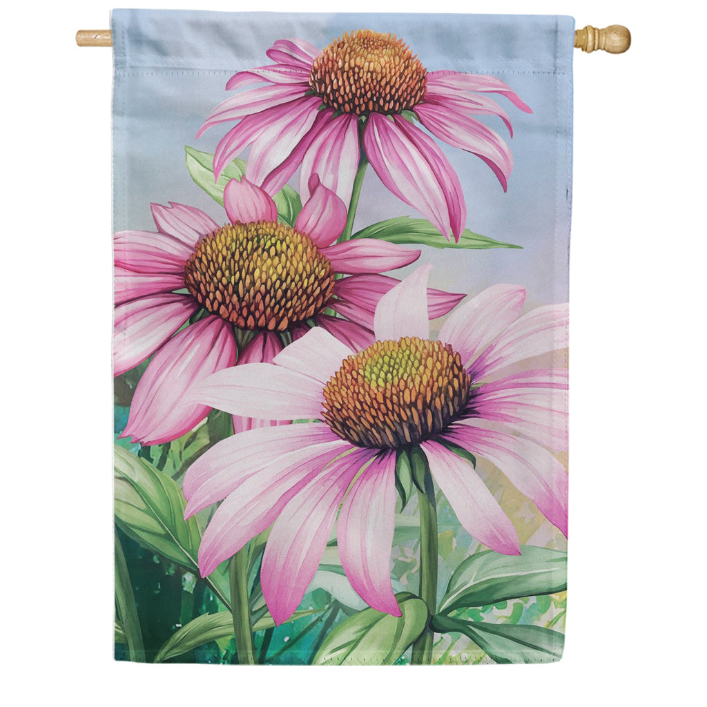 Evergreen Suede 2-Sided House Flag - Cornflower Trio