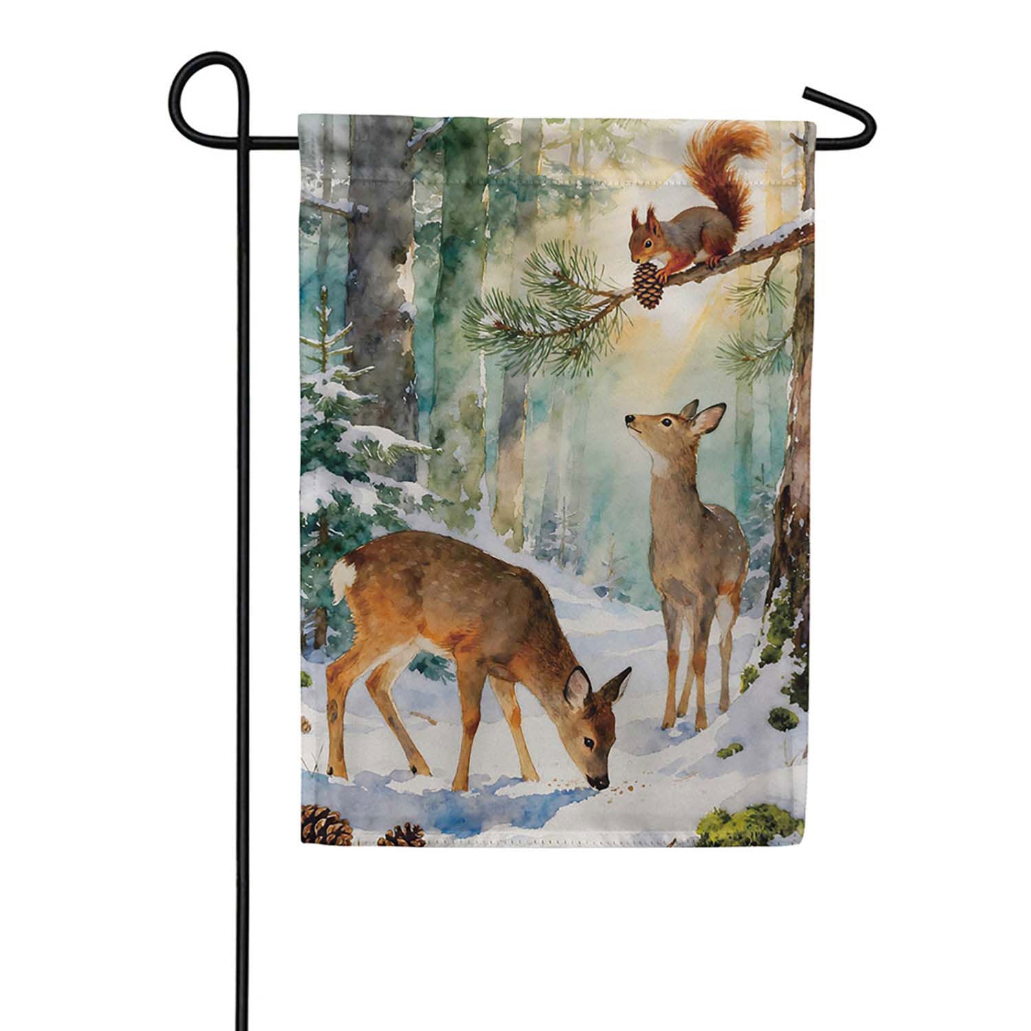 Evergreen Suede 2-Sided Garden Flag - Winter Forest Friends