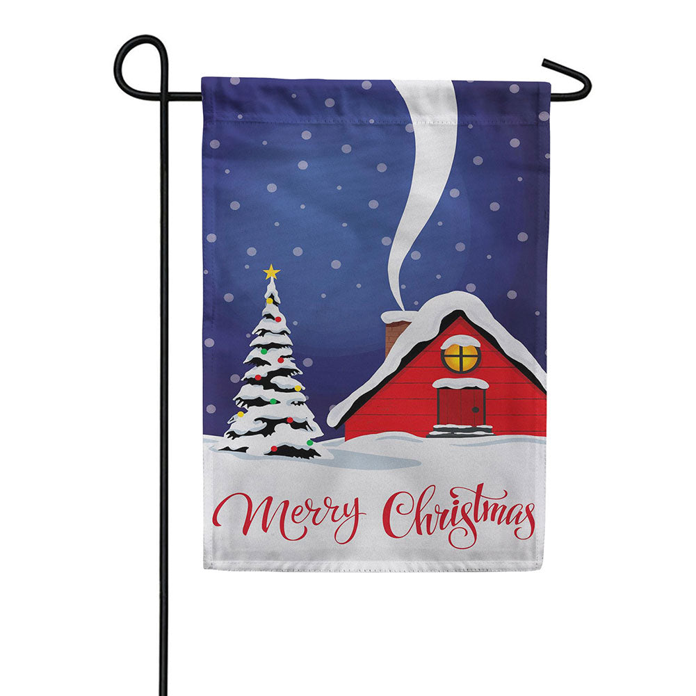 Evergreen Cozy Christmas Night Suede 2-Sided Garden Flag