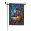 Evergreen Stained Glass Holy Night Suede 2-Sided Garden Flag