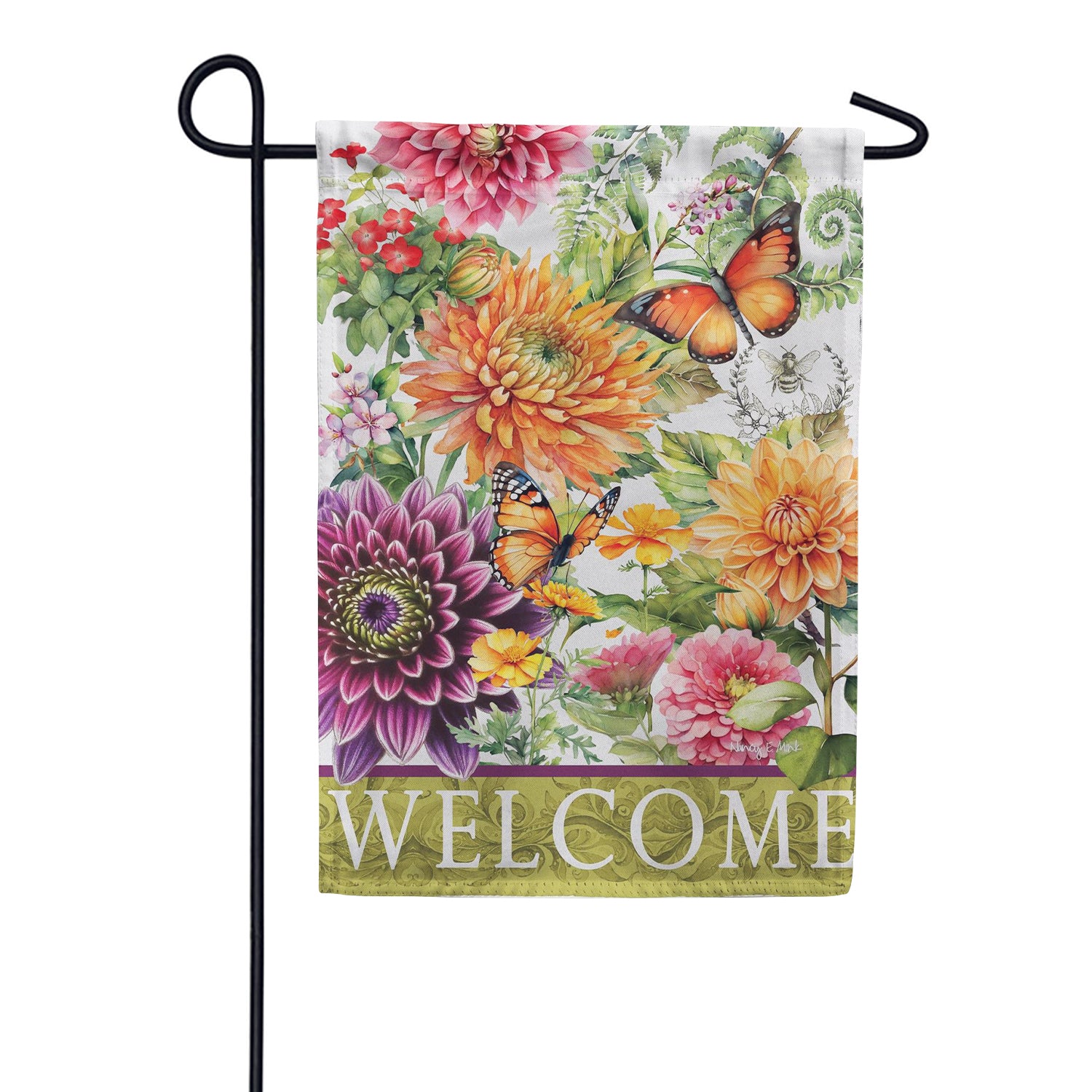 Evergreen Suede 2-Sided Garden Flag - Dahlia Botanica