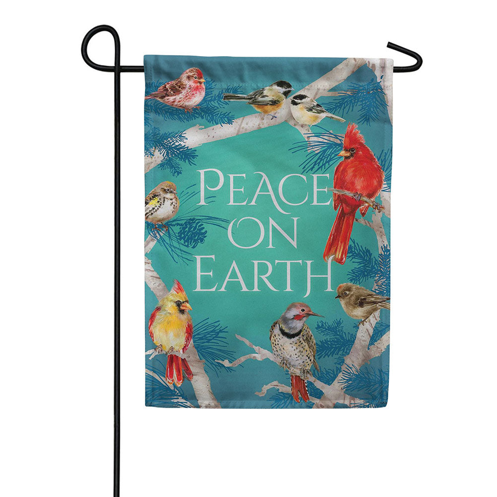 Evergreen Peace On Earth Birds Suede 2-Sided Garden Flag