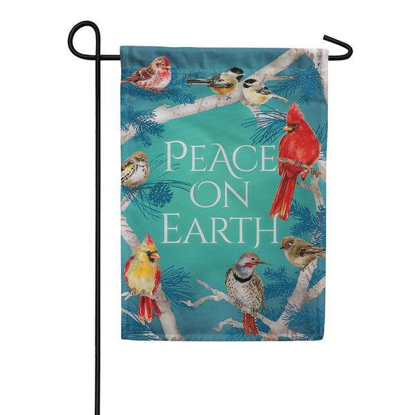 Evergreen Peace On Earth Birds Suede 2-Sided Garden Flag