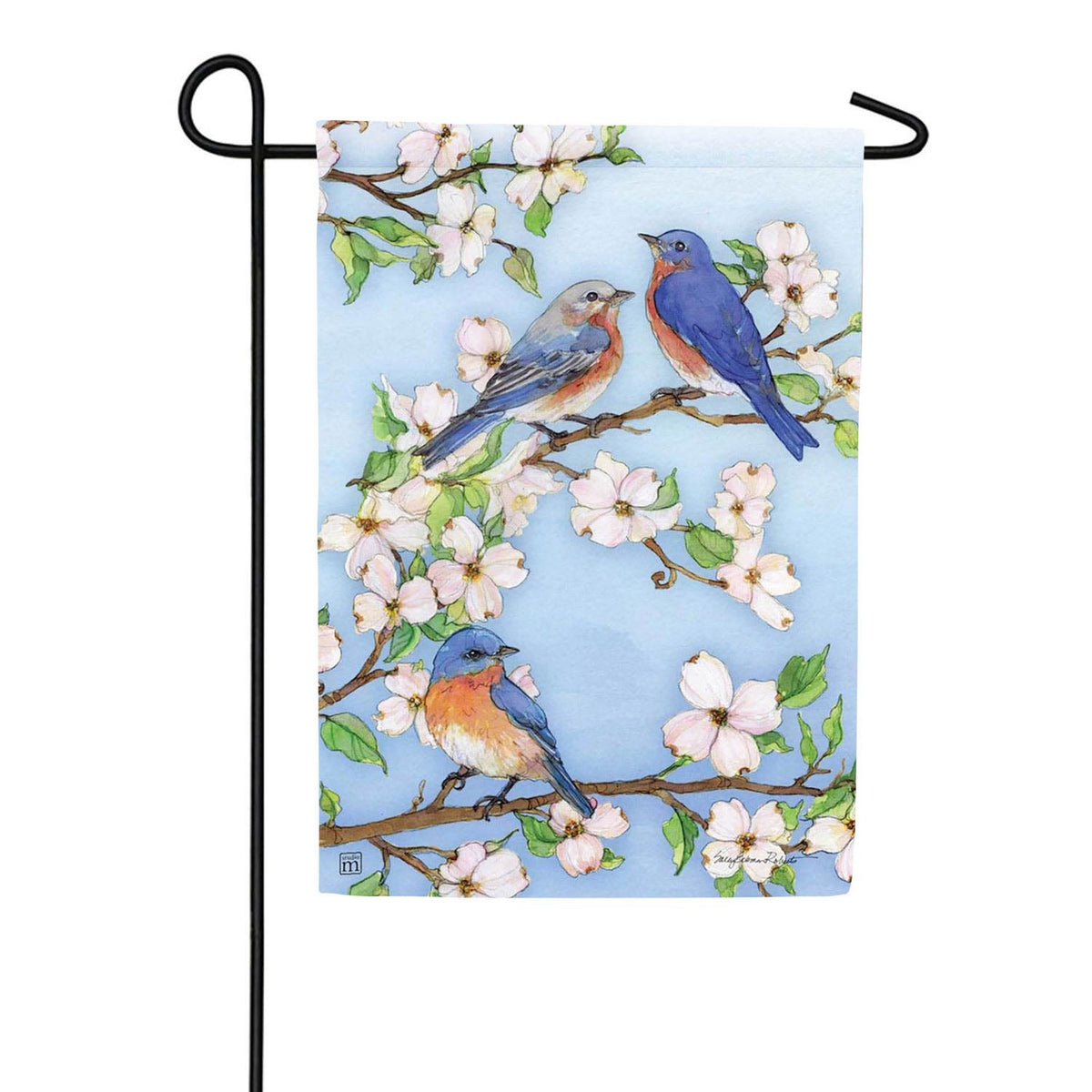 Dogwoods and Bluebirds Double Sided Garden Flag