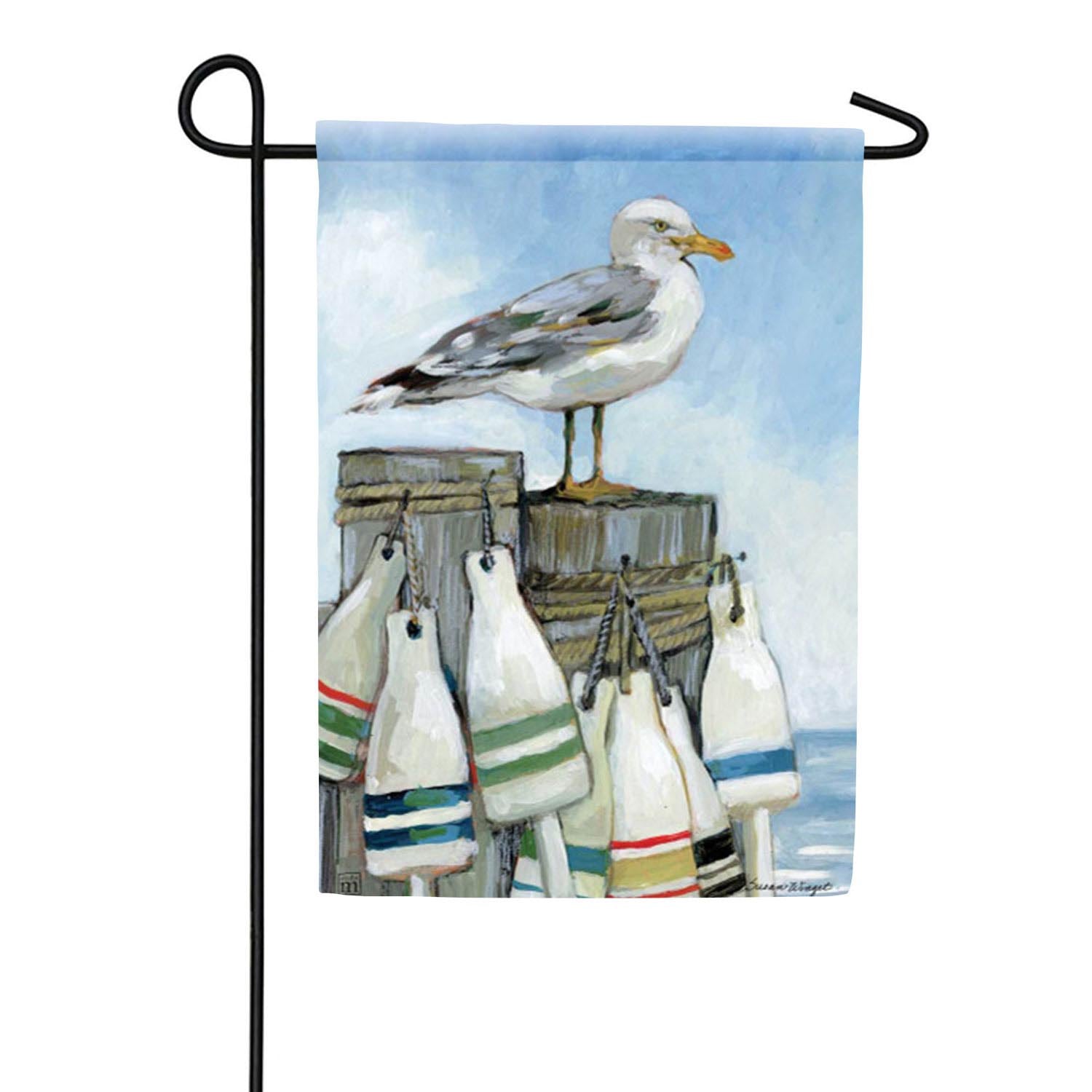 Perched Seagull Double Sided Garden Flag